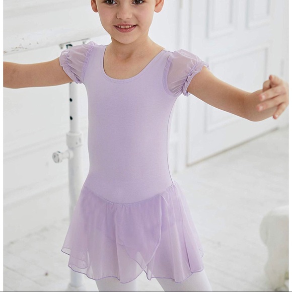 MdnMd Puffed Sleeve Skirted Leotard - Picture 3 of 4